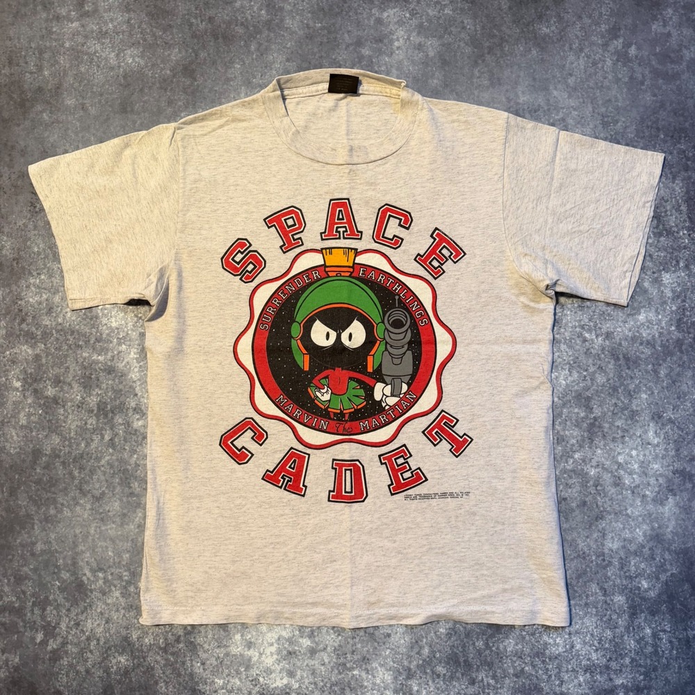 Vintage Marvin the Martian Space Cadet‎ T-Shirt Changes Grey Mens Large 90s